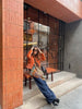 Chic Orange Velvet Lapel Short Jacket Women Solid Loose Single Breasted Full Sleeves Pockets Jackets Lady Casual Daily Wear