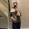 Casual Stand Collar Reversible Jacket For Women Long Sleeve Single Breasted Coat Lady Spring Autumn Chic Streetwear