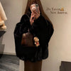 Faux Mink Fur Coat for Women Winter Thick Loose Hairy Casual Jacket Y2K Streetwear Long Sleeve Warm Fur Outerwear