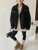 Faux Lambs Women Jacket Y2K Autumn Plush Thick Zipper Warm Coats Streetwear Long Sleeve All Match Hairy Outerwear