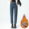 Winter Female High Waist Grunge Thicken Jeans Girls Y2k Clothes Thermal Harem Pants Women Streetwear Black Blue Trousers