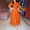 Elegant Lace Dress Irregualr Length Wedding Guest Bridal Shower for Bride Midi O Neck Hollow Out Women Classy Business Party