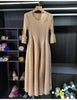 Spring Pleated Women's Bud Dress Round Neck Elegant Mid-Length V Collar Famale Clothing Chic 2DB6618