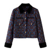 French Retro Color Contrast Small Fragrant Wind Short Coat Women Spring Autumn Slim Tweed Temperament Top Female