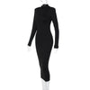 Women Spring Autumn Long Sleeve Streetwear Bodycon Black Midi Dress Items For Business