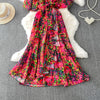 Sexy chic puff sleeve slim Criss-Cross A-line dress Chic Vintage Women Casual women clothing
