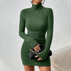 Knitted Bottoming Dress Women Elegant Party Autumn Winter Turtleneck Long Sleeves Sexy Sheath Mini Dresses Bodycon Club Dress