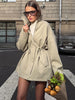 Autumn Vintage Jacket Femme Winter Street Casual Long Sleeve High Waist Cardigan Workwear Retro Coat Winter