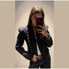 Frog Button Napoleon Short Jacket For Women Spring Stand Collar Cropped Coats Long Sleeve Street Outerwear