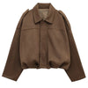 Suede Jacket Woman Green Khaki Outerwears Women's Jacket Spring Crop Oversize Long Sleeve Coats Jacket