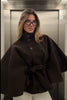 Women Solid Batwing Sleeve Outerwear Casual Stand-up Collar Waist Loose Long Sleeves Lady Jacket Lady Autumn Coats