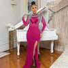 Women Mesh See Through Long Sleeve Diamonds Rhinestones Mermaid Long Dress Fall Evening Sexy Party Dresses Vestidos