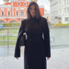 Autumn Commute Women's Maxi Coat Solid Long Sleeve Shoulder Padded Straight Slim Overcoats Office Daily Lady Outwears