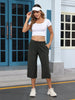 Women Casual Cropped Capris Cargo Pants, Outdoor Lightweight Capris Yoga Flared Pants, Breathable Quality Sweatpants