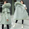 Cotton Liner Parker Women Long Coat Parka Coats Adjustable Waist Fur Collar Winter Jacket Coat Medium Long Hooded Parka Jackets