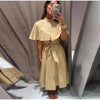 Cape Style Women Dress Turn Down Collar Shirt Dress Stand Collar Waist Defined Shirt Dress A Line Long Dress Daily Wear
