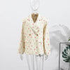 Chic Oversize Floral Printed Women Jacket Padded Lapel Lace Up Loose Coat Long Sleeve High Waist Outwears Lady Streetwear