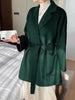 Winter Casual Adjustable Waist Wool Coat Women Water Ripples Woolen Coat Jackets Female Autumn Camel Coat Commuting