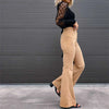 Corduroy Casual Trousers Women Autumn Winter Solid High-waist Flare Pants Lady Slim Black Gray Khaki Orange Long Pants