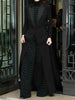 Women's Elegant Blazer Jacket Solid Black Slim Long Sleeve Extra-Long Splited Blazer Coat Female Formal Outerwear
