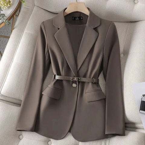 Women's Suit Jacket Spring Autumn Temperament Cultivate Oneself Ladies Blazer Coat Versatile Lady Outerwear
