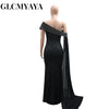 Street Women Diamonds Rhinestones Skew Collar Bodycon Maxi Long Dress Fall Vacation Evening Party Dresses Vestidos