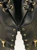Designer Jacket Women's Rope Lacing Up Slim Fitting Leather Blazer