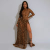 Women Set Street Leopard Print full Sleeve Bodysuit Tops + long Skirts Suits Party Street Two 2 Piece Dress Sets