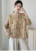 Design Bowknot Flower Women's Pleated Shirt Coat O-neck Elastic Loose Long Sleeve Sweet Temperament Chic Top