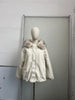 Vintage Thicken Faux Fur Woolen Jacket Women Hooded Pocket Lantern Sleeve Elastic Waist Coat Winter Female Daily Outwear