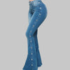 Jeans High Waist Strecth Denim Flare Pants Women Vintage Trousers Buttons Denims Streetwear Autumn Female Floor Length