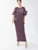 Elegant Pleated Long Dress For Women O-neck Flare Sleeves High Waist Solid Color Dresses Spring Clothing 2Z2387