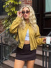 Women Lapel Long Sleeve Jackets Loose Casual Short Faux Suede Yellow Outwear Autumn High Street Chic Coat