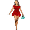 Women Feather Splicing Off Shoulder Sequined Bodycon Midi Dress Vestidos Sexy Party Evening Vestidos Dresses