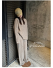 Korean Version of Soft Waxy Lazy Wind Knitting Set Gentle Round Neck Pullover Sweater Wide Leg Pants Two-piece Set Women