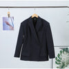 Loose Contrast Stitching Blazer Trousers Set Lapel Blazer Double Breasted Shoulder Pad Wide Leg Pants Casual Women Sets