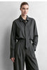 Minimalist Women Stripe Shirt Autumn Lapel Concealed Placket Loose Wide Leg Pants Casual Trousers Separate 12623109