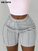 Women Sporty Activewear Draped Shorts Yoga Jogger Elastic Shorts