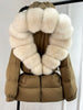 Lagabogy Winter Women Big Real Fox Fur Collar 90%White Duck Down Coat Female Streetwear Loose Hooded Warm Puffer Jacket