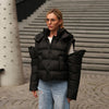 Two Wear Women's Winter Jacket Detachable Sleeve Padded Coat Stand Collar Hooded Puffer Coat Short Padded Coat Padded Vest