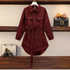Spring Corduroy Shirt Women Jackets Korean Mid Length Version Cardigan Blouse Ladies Coat Shirts Female Overcoat
