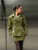 Street Waist Cinching Leather Jacket Women Loose Solid Stand Collar Zipper Pocket Jackets Spring Lady Outwear