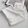 High Waist White Fleece Lined Straight Leg Jeans for Woman Y2k Pants Winter Loose Fit Wide Leg Trousers with Flowy Hem