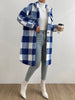 Winter Women's Long Coat Plaid Plush Lapel Pocket Button Cardigan Top Street Versatile Warm Jacket for Female