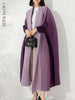 Gradient Pleated Trench Coat For Women Bat Sleeve Scarf Collar Long Windbreaker Female Clothing 2DA2148