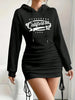 Women's Casual Long Sleeved Solid Color Pattern Short Hooded Dress Short Skirt, Suitable for Daily Outdoor Wear