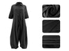 Women Plus Size Jumpsuit Business Casual Black Shirt Collar 3/4 Sleeve Pocket Harem Pants Rompers Single Breasted Loose Outfits