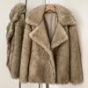 Mueyeruho Winter Women Faux Fur Jacket Coat Solid Khaki Long Sleeve Thick Warm Overcoat Outwear Fluffy Coat For Women