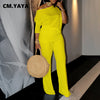 Women's Set Full Sleeve Skew collar T-shirt + Wide Leg Pants Suit Fall Winter Fitness Two 2 Piece Sets Outfits