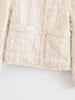 Women Tweed Jacket Stand Collar Fringe Tassel Textured Fabric Zip‑up Long Sleeve Pockets Cropped Coat Elegant Lady Outerwear